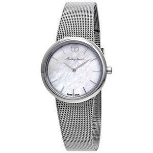 Women's Silver Mesh Bracelet Watch with Mother-of-Pearl Dial
